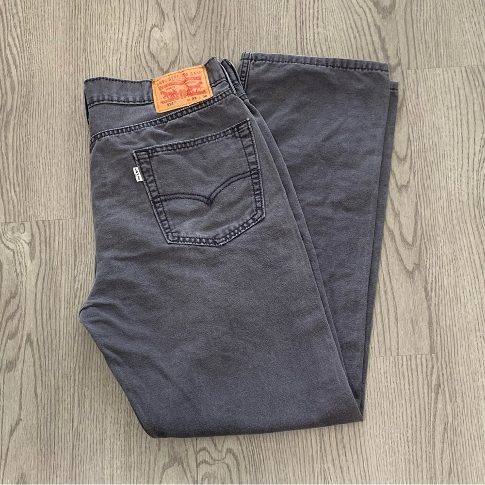 Levi’s 514 Gray Straight Leg Canvas Jeans 33x30 White Tab Grunge